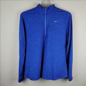 Nike Running 1/4 Zip Blue Stripe Dri Fit Pullover